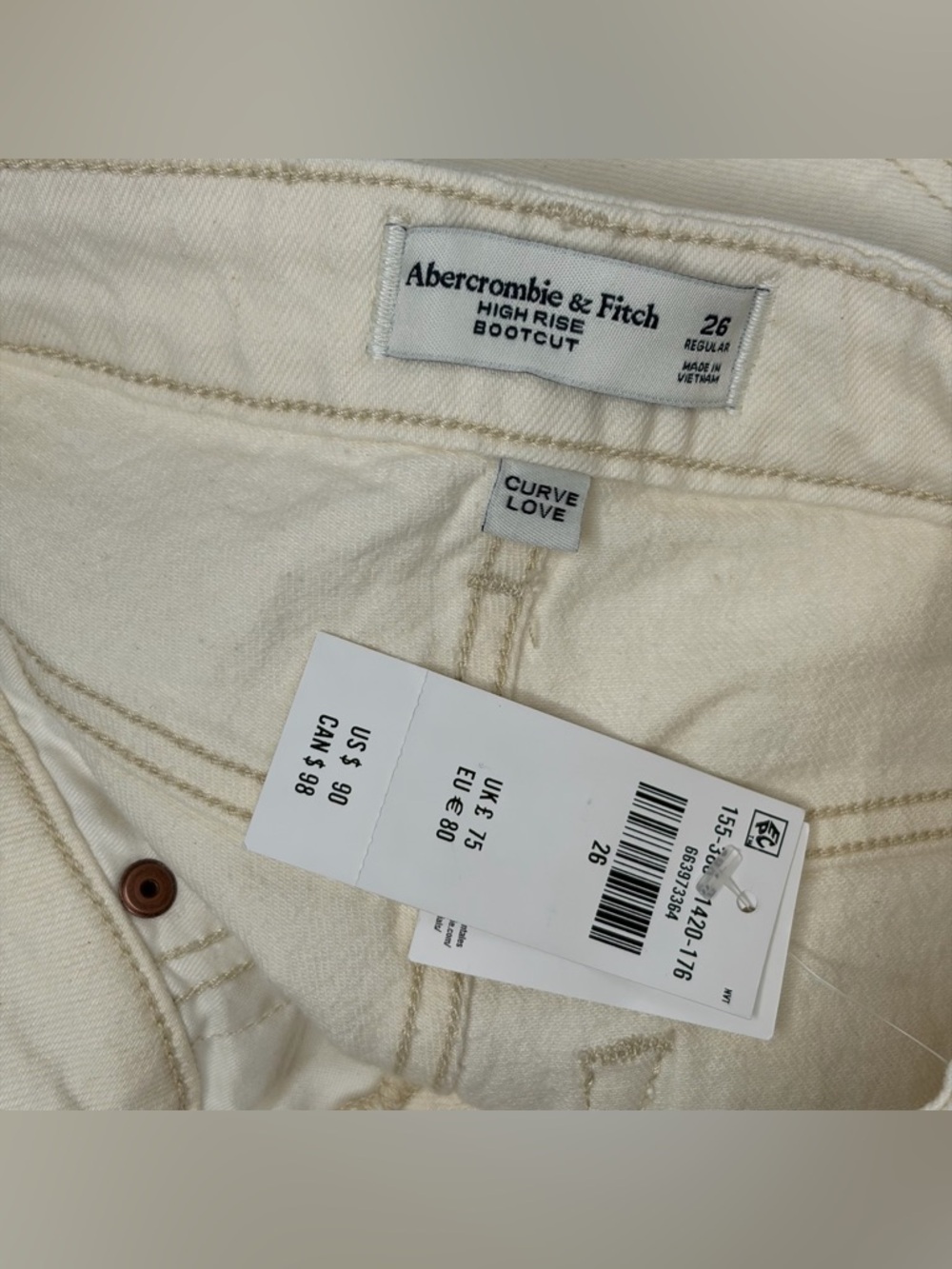 Abercrombie & Fitch Cream Curve Love‎ High Rise Bootcut Jeans - Picture 3 of 7